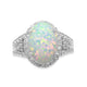 Load image into Gallery viewer, Jewelili Sterling Silver With Oval Shape Created Opal and Created White Sapphire Halo Ring
