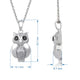 Load image into Gallery viewer, Jewelili Sterling with Silver Treated Black and White Round Diamonds Owl Pendant Necklace
