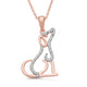 Load image into Gallery viewer, Jewelili Rose Gold Over Sterling Silver With Natural White Diamond Dog Pendant Necklace
