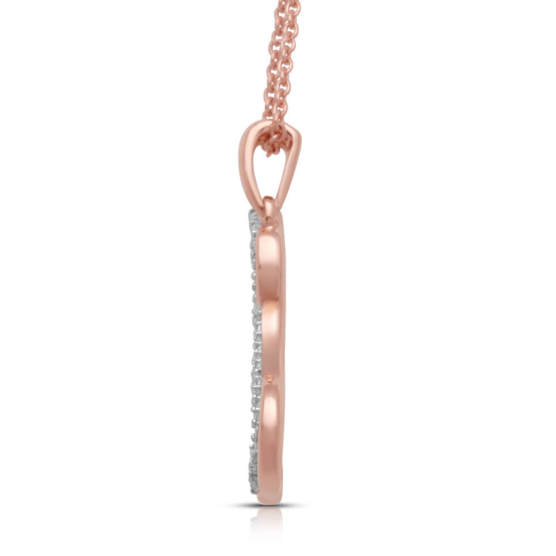 Jewelili Rose Gold Over Sterling Silver With Natural White Diamond Dog Pendant Necklace