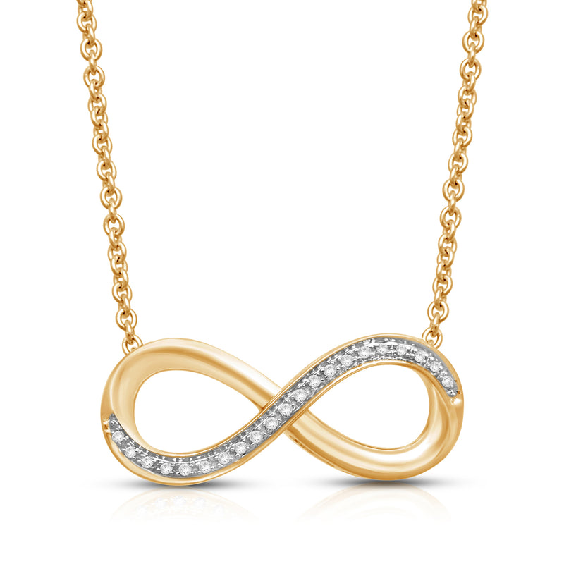 Jewelili 14K Yellow Gold Over Sterling Silver With Diamonds Infinity Pendant Necklace