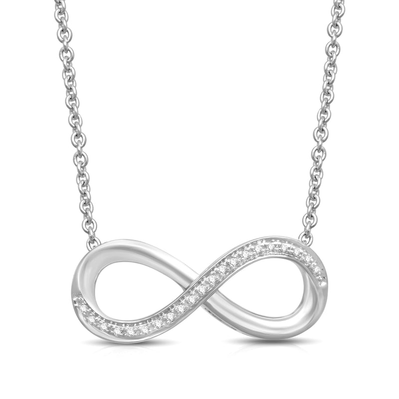 Jewelili Sterling Silver With Diamonds Infinity Pendant Necklace