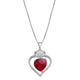 Load image into Gallery viewer, Jewelili Heart Pendant Necklace with Created Ruby and Created White Sapphire in Sterling Silver
