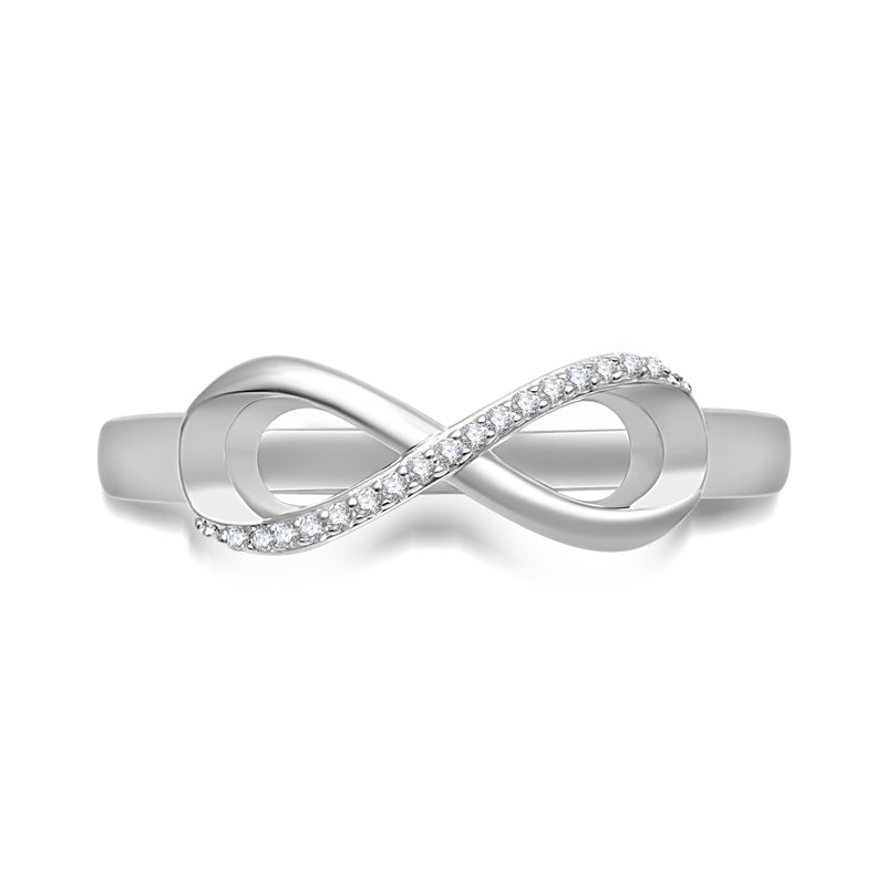 Jewelili Infinity Ring with Round Diamonds in Sterling Silver View 2