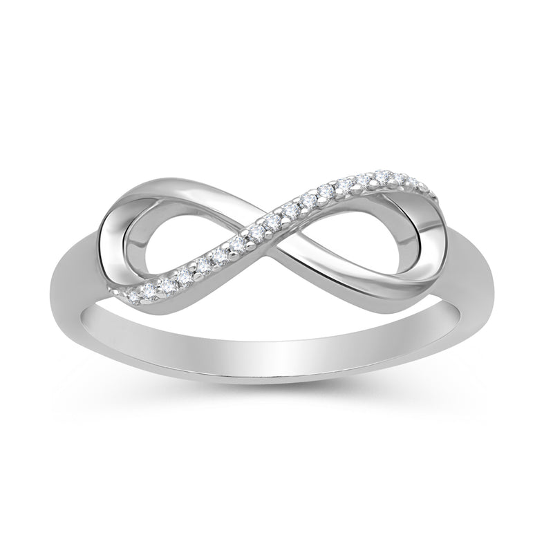 Jewelili Infinity Ring with Round Diamonds in Sterling Silver View 1