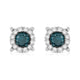 Load image into Gallery viewer, Jewelili Stud Earrings with Treated Blue Diamonds and White Diamonds in Sterling Silver 1/4 CTTW View 3

