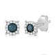 Load image into Gallery viewer, Jewelili Stud Earrings with Treated Blue Diamonds and White Diamonds in Sterling Silver 1/4 CTTW View 1
