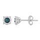 Load image into Gallery viewer, Jewelili Stud Earrings with Treated Blue Diamonds and White Diamonds in Sterling Silver 1/4 CTTW View 4
