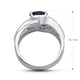 Load image into Gallery viewer, Jewelili Sterling Silver Heart Cut Amethyst and Baguette and Round Cut Created White Sapphire Heart Ring
