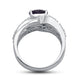 Load image into Gallery viewer, Jewelili Sterling Silver Heart Cut Amethyst and Baguette and Round Cut Created White Sapphire Heart Ring
