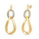 Load image into Gallery viewer, Jewelili Teardrop Drop Earrings with Natural White Round Diamonds in Yellow Gold over Brass View 1
