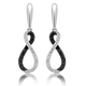 Load image into Gallery viewer, Jewelili Infinity Drop Earrings with Treated Black and White Diamond in Sterling Silver 1/10 CTTW View 4
