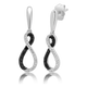 Load image into Gallery viewer, Jewelili Infinity Drop Earrings with Treated Black and White Diamond in Sterling Silver 1/10 CTTW View 1

