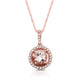 Load image into Gallery viewer, Jewelili 10K Rose Gold With Morganite and 1/10 CTTW Diamonds Halo Pendant Necklace
