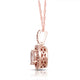 Load image into Gallery viewer, Jewelili 10K Rose Gold With Morganite and 1/10 CTTW Diamonds Halo Pendant Necklace
