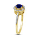 Load image into Gallery viewer, Jewelili Halo Ring with Round Blue Sapphire and Round Natural White Diamonds in 10K Yellow Gold 1/6 CTTW View 4
