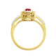 Load image into Gallery viewer, Jewelili Halo Ring with Round Ruby and Round Natural White Diamonds in 10K Yellow Gold 1/6 CTTW View 5
