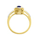 Load image into Gallery viewer, Jewelili Halo Ring with Round Blue Sapphire and Round Natural White Diamonds in 10K Yellow Gold 1/6 CTTW View 5

