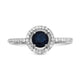 Load image into Gallery viewer, Jewelili Halo Ring with Round Blue Sapphire and CTTW Round Natural White Diamonds in 10K White Gold 1/6 View 1
