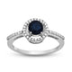 Load image into Gallery viewer, Jewelili Halo Ring with Round Blue Sapphire and CTTW Round Natural White Diamonds in 10K White Gold 1/6 View 4
