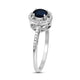 Load image into Gallery viewer, Jewelili Halo Ring with Round Blue Sapphire and CTTW Round Natural White Diamonds in 10K White Gold 1/6 View 5
