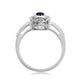 Load image into Gallery viewer, Jewelili Halo Ring with Round Blue Sapphire and CTTW Round Natural White Diamonds in 10K White Gold 1/6 View 6
