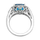Load image into Gallery viewer, Jewelili Halo Engagement Ring with Cushion London Blue Topaz and Round White Topaz in Sterling Silver View 3
