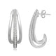 Load image into Gallery viewer, Jewelili Sterling Silver With 1/3 CTTW Round White Diamonds J-Hoop Earrings
