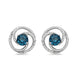 Load image into Gallery viewer, Jewelili Sterling Silver with 1/6 CTTW Natural White Diamonds and Coated Blue Topaz Swirl Stud Earrings
