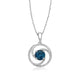 Load image into Gallery viewer, Jewelili Sterling Silver Diamonds and London Blue Topaz Pendant Necklace
