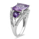 Load image into Gallery viewer, Jewelili Three Stone Ring with Octagon Shape Rose De France, Trillion Shape Amethyst, Round Emerald and Round White Topaz in Sterling Silver View 6
