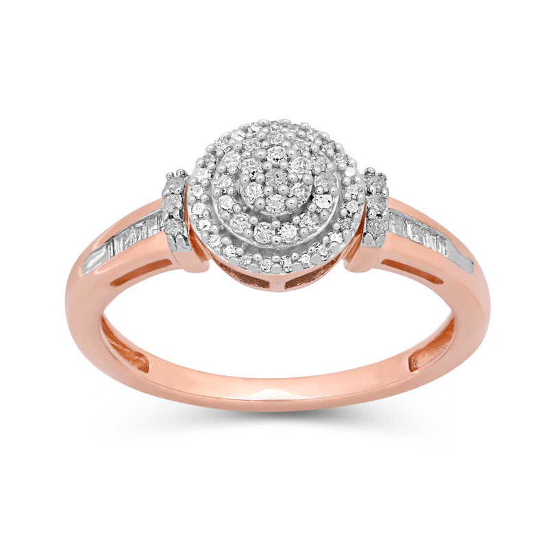 Jewelili Engagement Ring with Diamonds in 14K Rose Gold over Sterling Silver 1/4 CTTW View 1