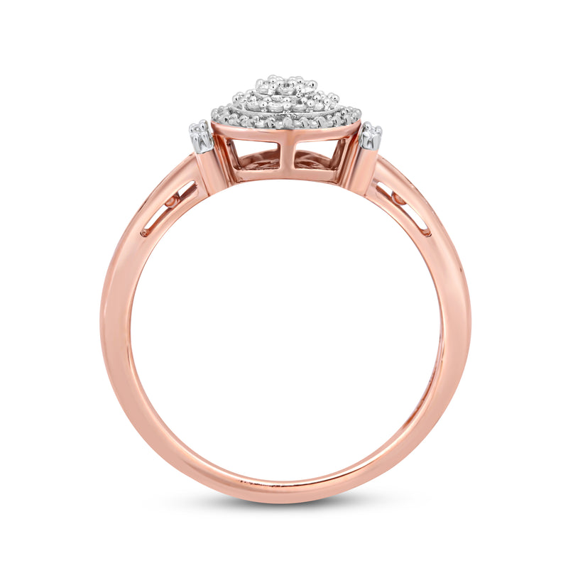Jewelili Engagement Ring with Diamonds in 14K Rose Gold over Sterling Silver 1/4 CTTW View 3