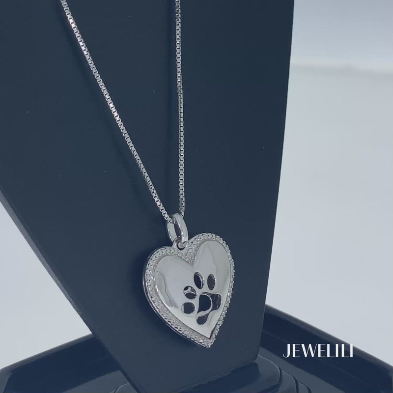 Amazon.com: Dainty Sterling Silver Double Dog Paw Prints Cut-out Necklace,  16