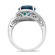 Load image into Gallery viewer, Jewelili Bypass Ring with Round Blue Topaz and White Topaz with Green Emerald in Sterling Silver View 3
