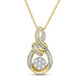 Load image into Gallery viewer, Jewelili 10K Yellow Gold With 1/4 CTTW Baguette and Round Natural White Diamonds Cluster Pendant Necklace
