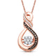 Load image into Gallery viewer, Jewelili Rose Gold Over Sterling Silver With 1/4 Cttw Champagne and Natural White Diamonds Pendant Necklace
