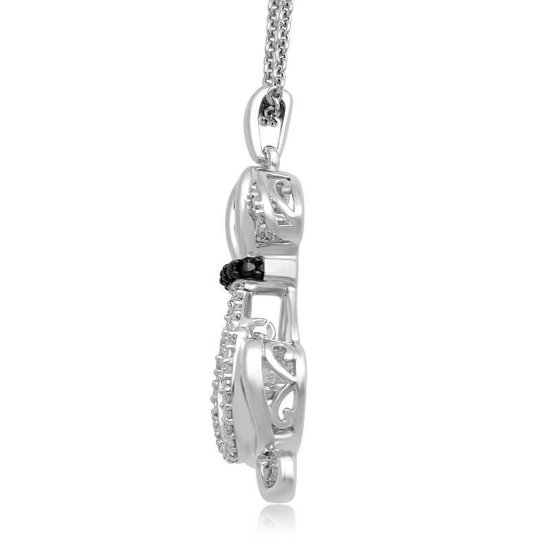 Jewelili Sterling Silver White and Treated Black Round Diamonds Dog Pendant Necklace