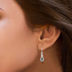 Load image into Gallery viewer, Jewelili Dangle Earrings with Treated Blue and Natural White Round Diamonds in Sterling Silver 1/6 CTTW View 3
