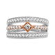 Load image into Gallery viewer, Jewelili Two Tone Three Row Split Shank Ring with Round Created White Sapphire in 10K Rose Gold over Sterling Silver View 2
