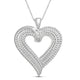 Load image into Gallery viewer, Jewelili 10K White Gold With 1/2 CTTW Baguette and Round Diamonds Heart Pendant Necklace
