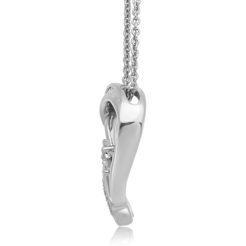 Jewelili Sterling Silver with 1/10 CTTW Diamonds Heart Pendant Necklace