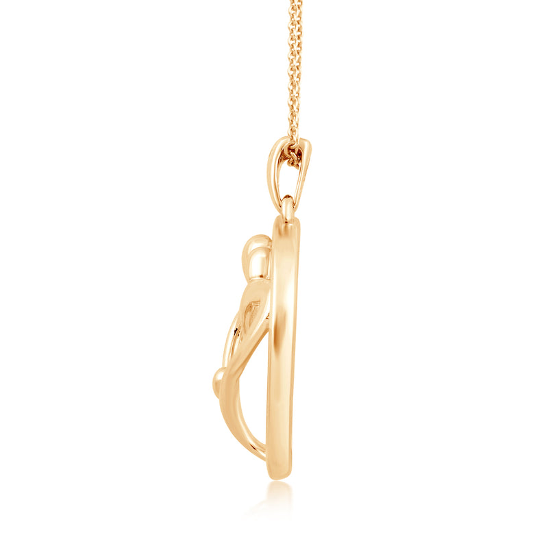 Jewelili Parent and One Child Family Pendant Necklace in 18K Yellow Gold over Sterling Silver View 2