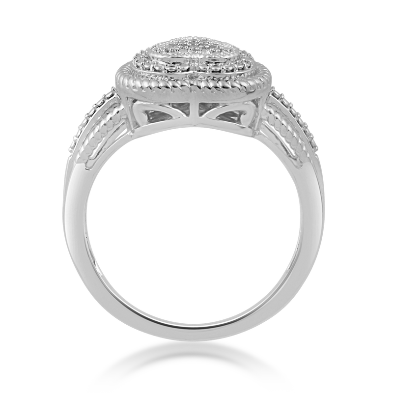 Jewelili Rope Texture Heart Promise Ring with Diamonds in Sterling Silver View 6