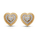 Load image into Gallery viewer, Jewelili Yellow Gold Over Sterling Silver 1/5 CTTW Natural White Round Diamonds Heart Stud Earrings

