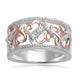 Load image into Gallery viewer, Jewelili Rose Gold Over Sterling Silver With 1/4 Cttw Natural White Diamonds Heart Wedding Band
