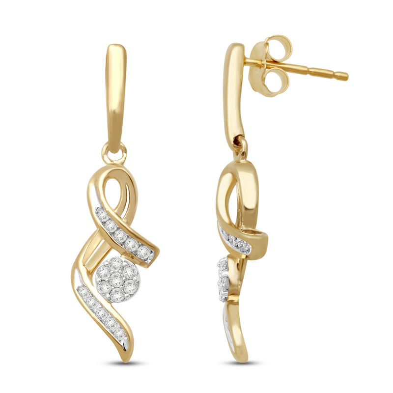 Jewelili Sterling Silver With 1/4 CTTW Diamonds Dangle Earrings