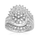 Load image into Gallery viewer, Jewelili 10K White Gold with 2 CTTW Natural White Baguette and Round Shape Diamonds Cluster Ring
