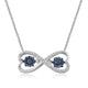 Load image into Gallery viewer, Jewelili Sterling Silver With 1/10 CTTW Treated Blue Diamond and Natural White Round Diamond Infinity Heart Pendant Necklace

