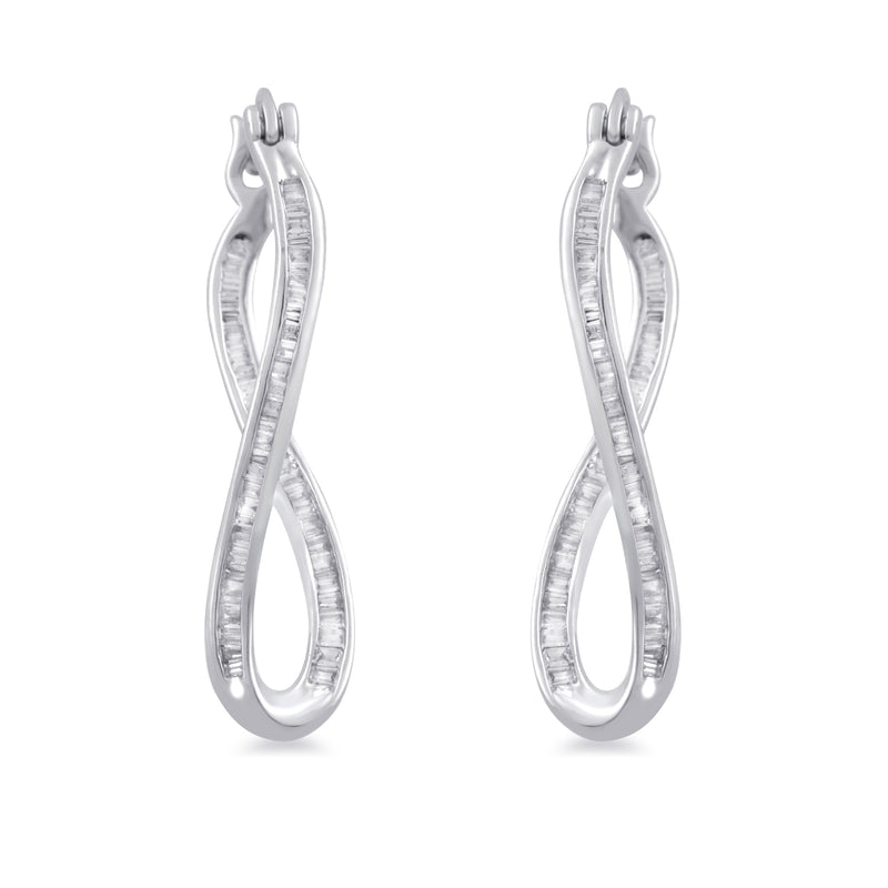 Jewelili Sterling Silver With 1/2 CTTW Diamonds Dangle Earrings